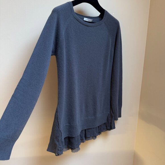 Garnet Hill Shirttail Cashmere Sweater – Charcoal - Picture 3 of 13